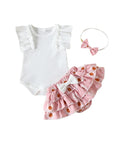 3pcs Ruffle Bloomers Set