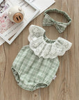 2PCS Plaid Lace Bodysuits