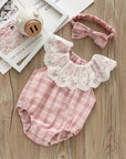 2PCS Plaid Lace Bodysuits