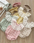 2PCS Plaid Lace Bodysuits