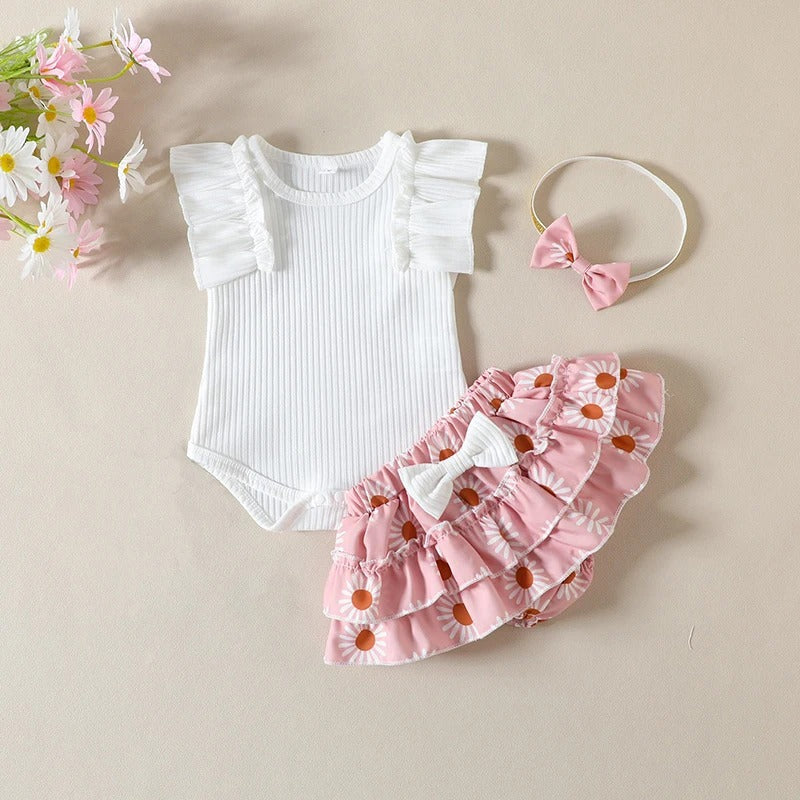 3pcs Ruffle Bloomers Set