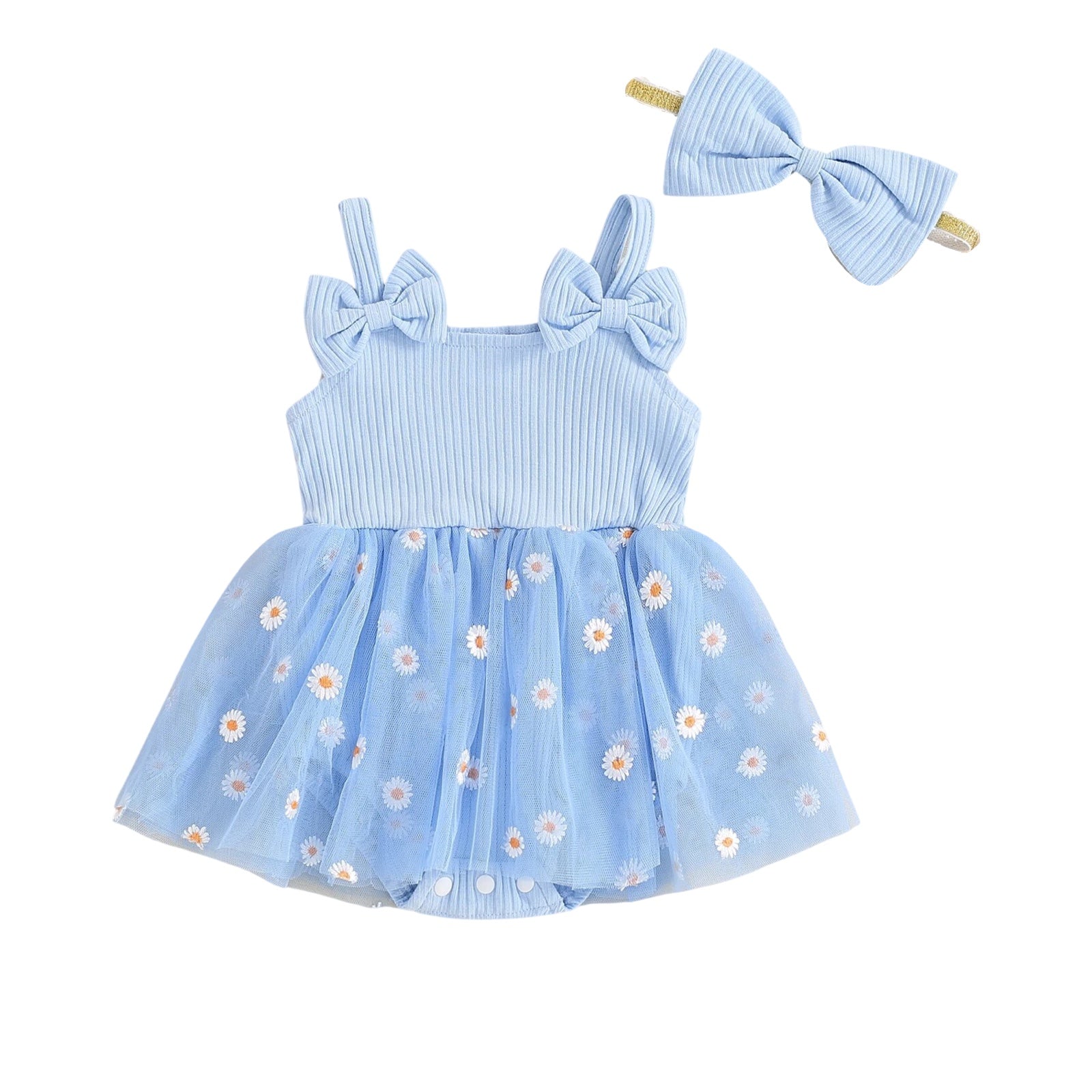 Bow Sleeve Daisy Tutu Romper