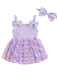 Bow Sleeve Daisy Tutu Romper